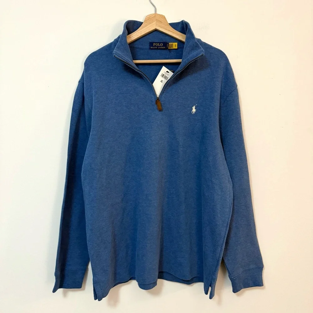 NWT Polo Ralph Lauren 1/4 Zip Pullover Blue Sweater $125 MSRP – XL